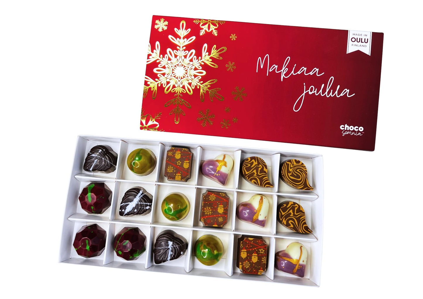 Joululuiset konvehtimaut - 18 konvehdin rasia joulukuorella