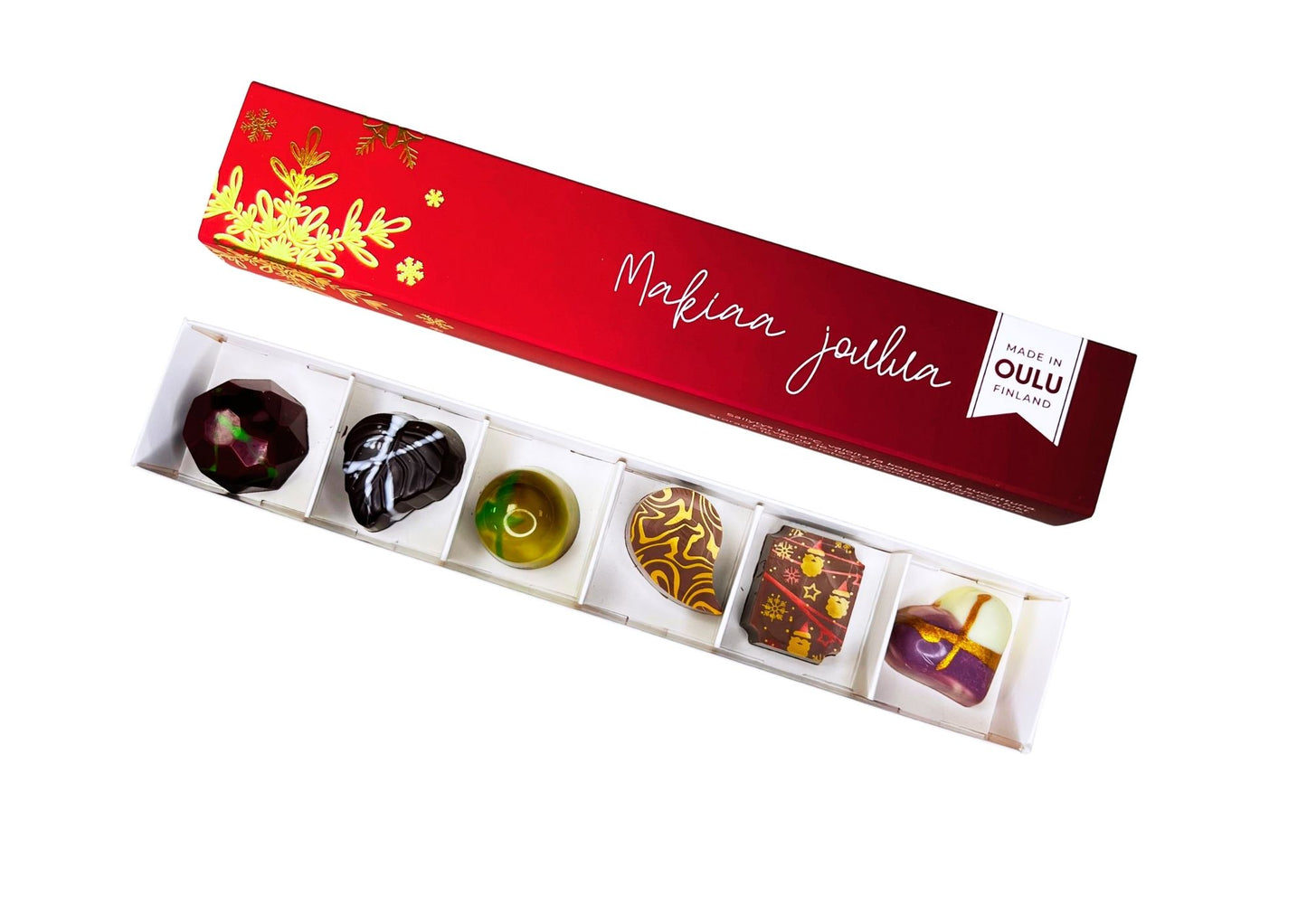 Joululuiset konvehtimaut - 6 konvehdin rasia joulukuorella